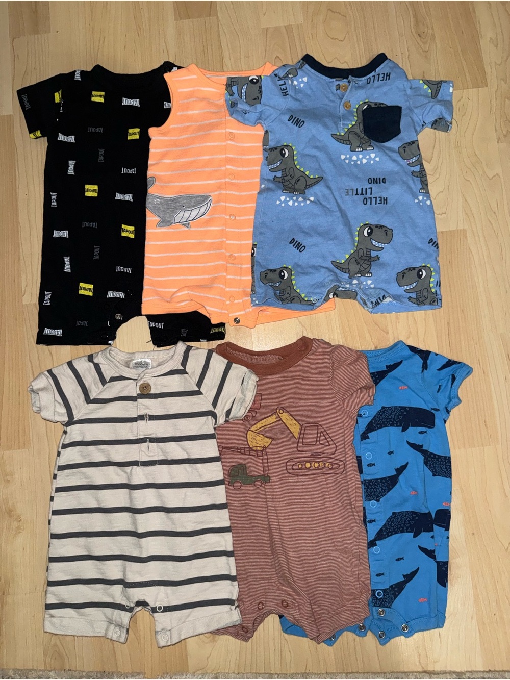 6-Piece Baby Romper 5 Set 3-6 mnths, 1 Set (Black) 6-9mnth
